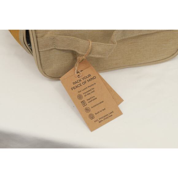 Nourish by So Young Lunch Tote Bag Zip Pockets Mustard Stripes One Size - Picture 6 of 6